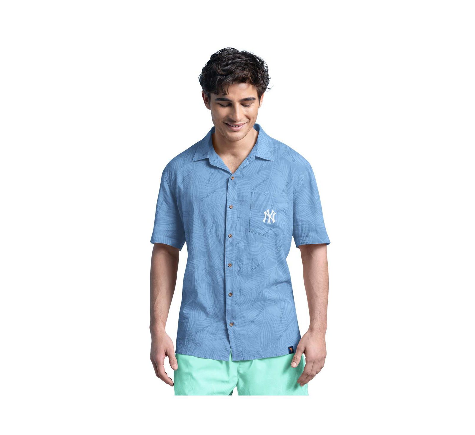 Мужская льняная праздничная рубашка Margaritaville New York Yankees, синяя