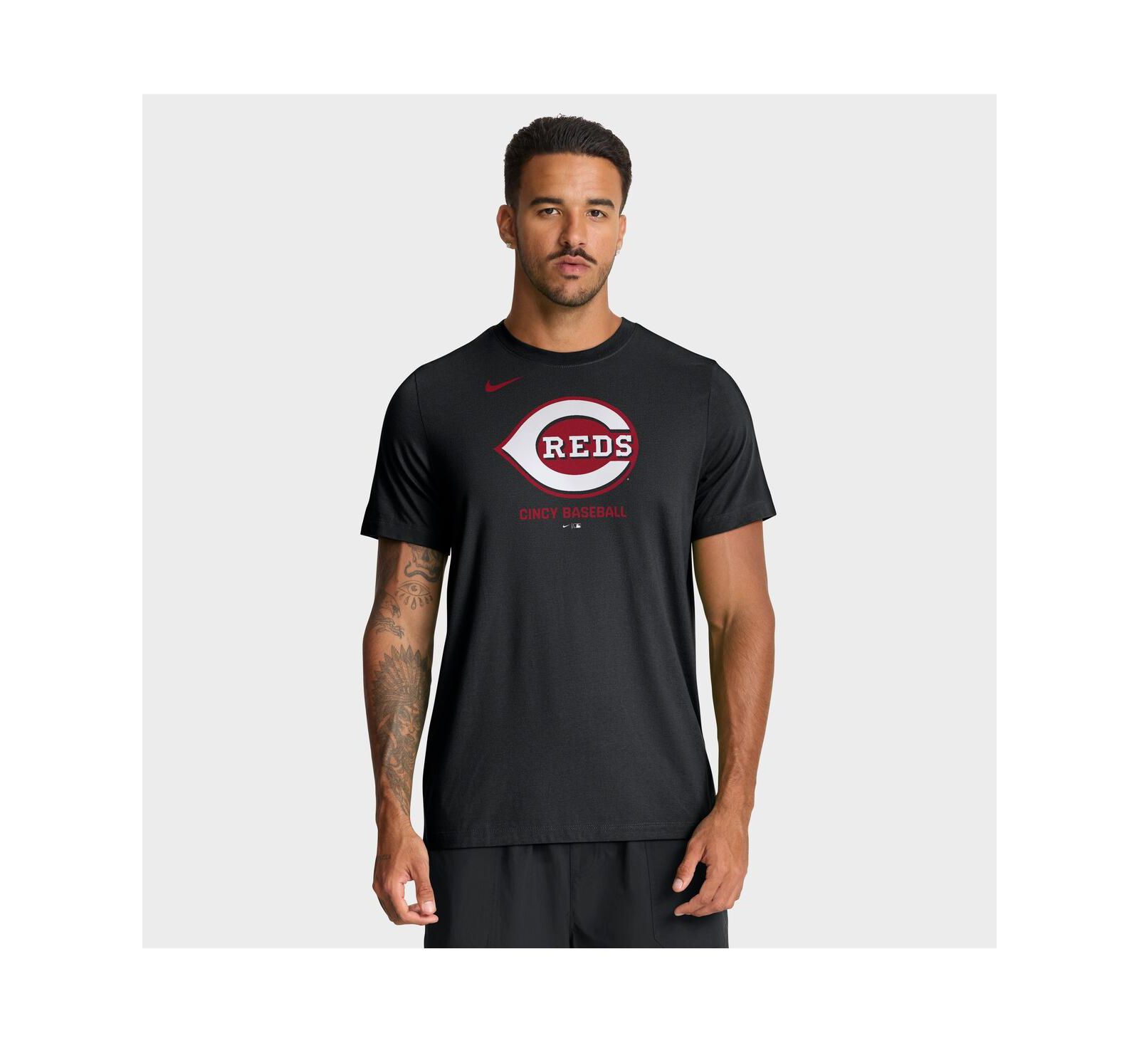 Мужская футболка Nike Cincinnati Reds Tri-Blend Logo черная