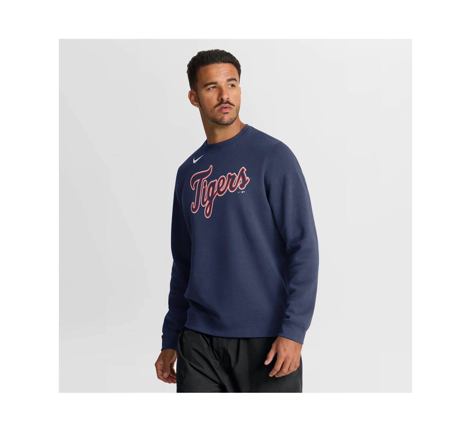 Nike Men's Navy Detroit Tigers Primetime Wordmark Sweatshirt