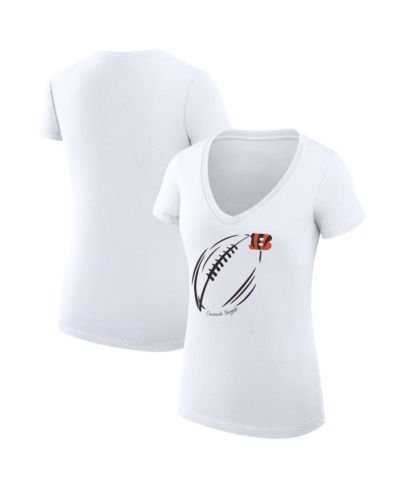 Женская футболка G-III 4Her by Carl Banks White Cincinnati Bengals Super-Slim Fit Lightweight V-Neck