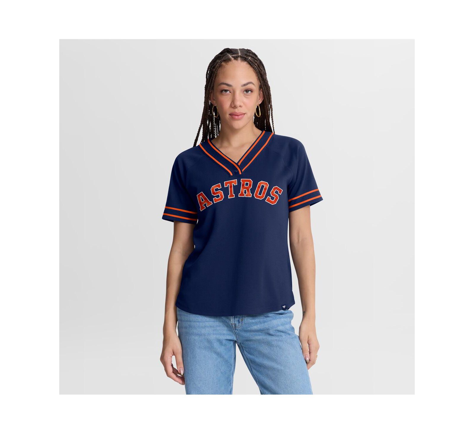 Женская футболка Fanatics Navy Houston Astros Diva Race Ahead Raglan V-Neck