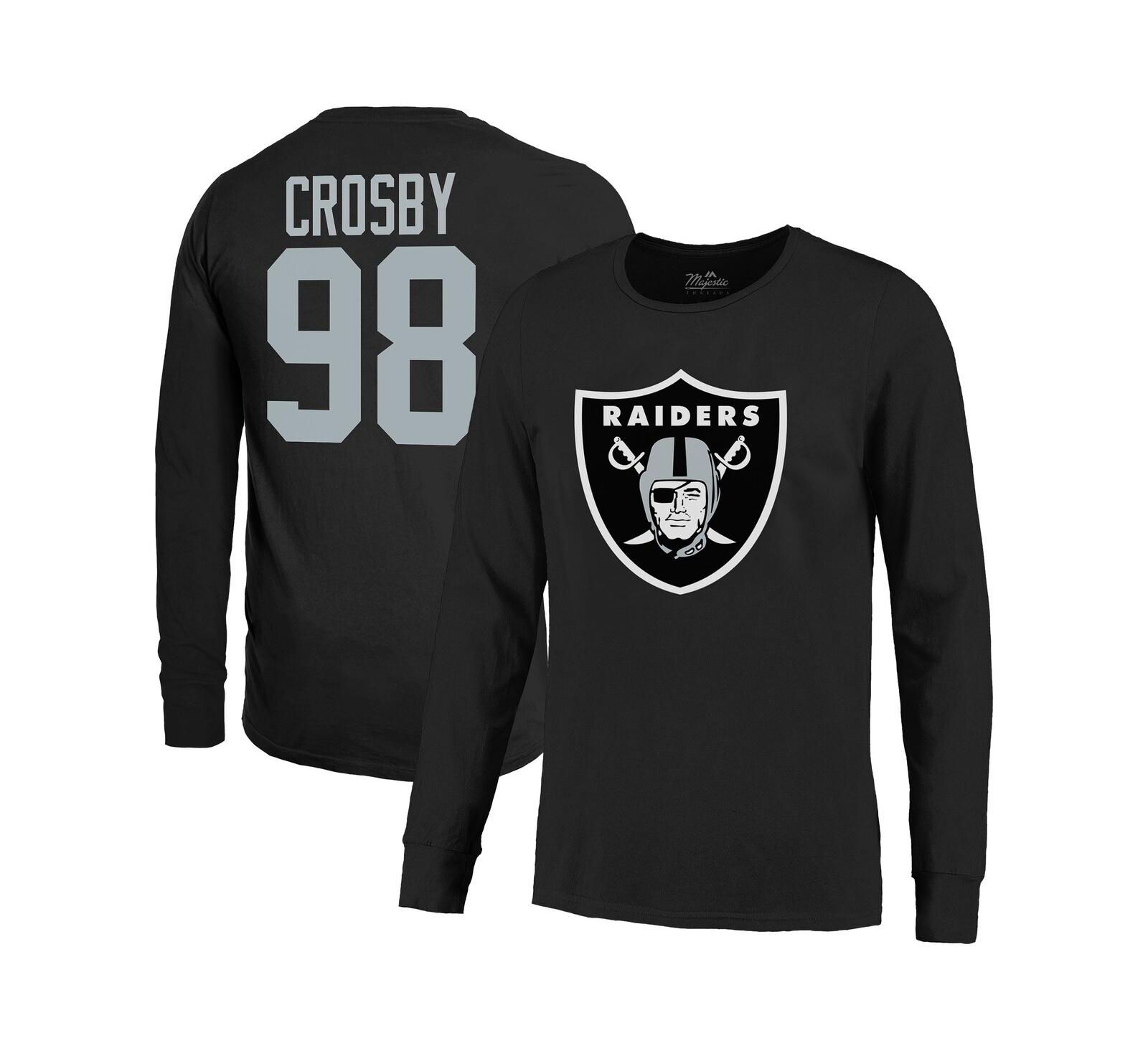 Мужская футболка Majestic Threads Maxx Crosby Black Las Vegas Raiders Name & Number Long Sleeve