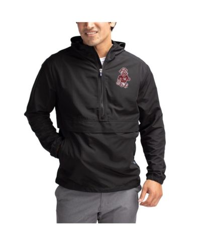 Cutter & Buck Men's Black Washington State Cougars Charter Half-Zip Anorak Jacket