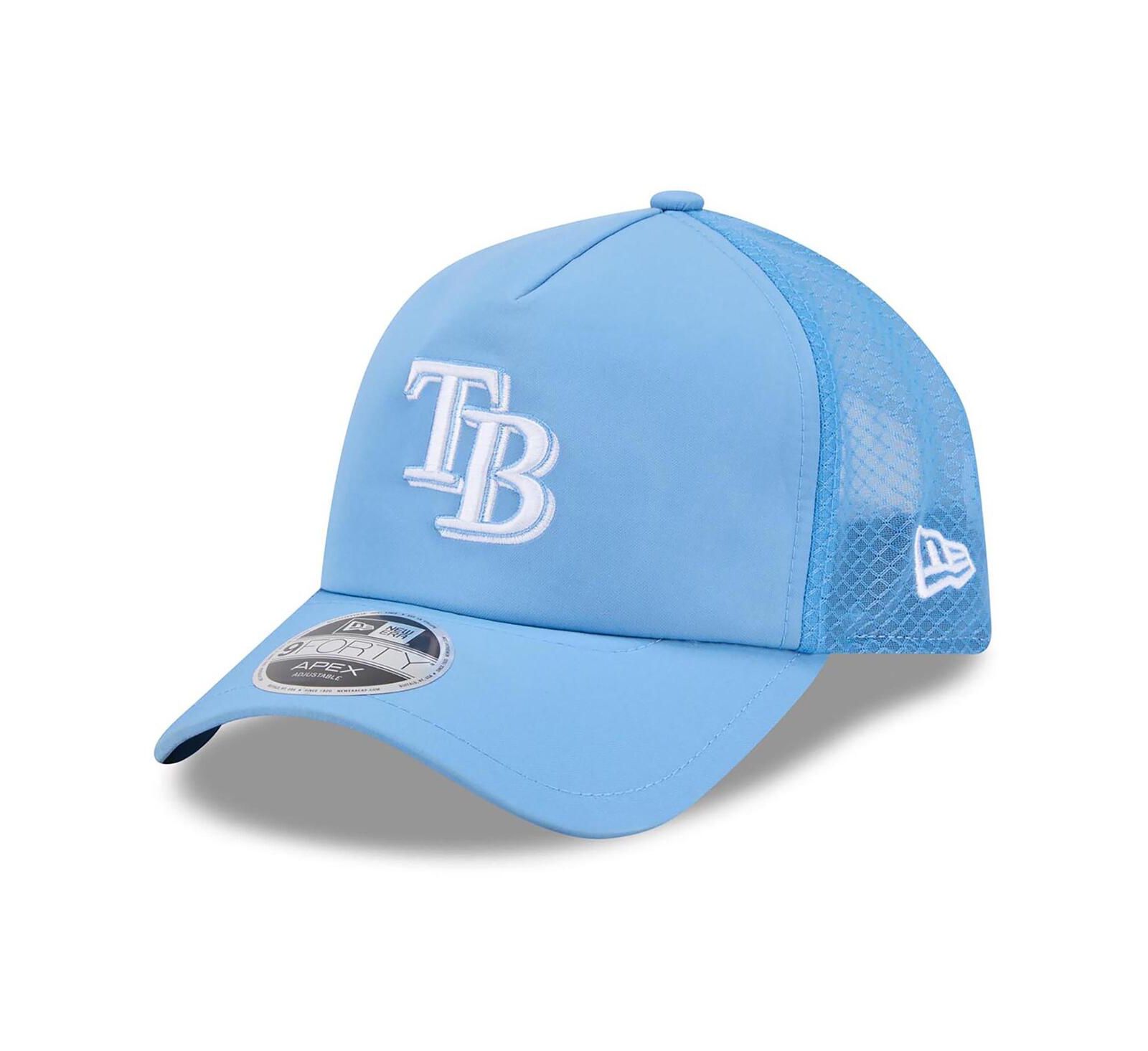 New Era Men's Light Blue Tampa Bay Rays 2026 Batting Practice Apex 9FORTY Adjustable Trucker Hat