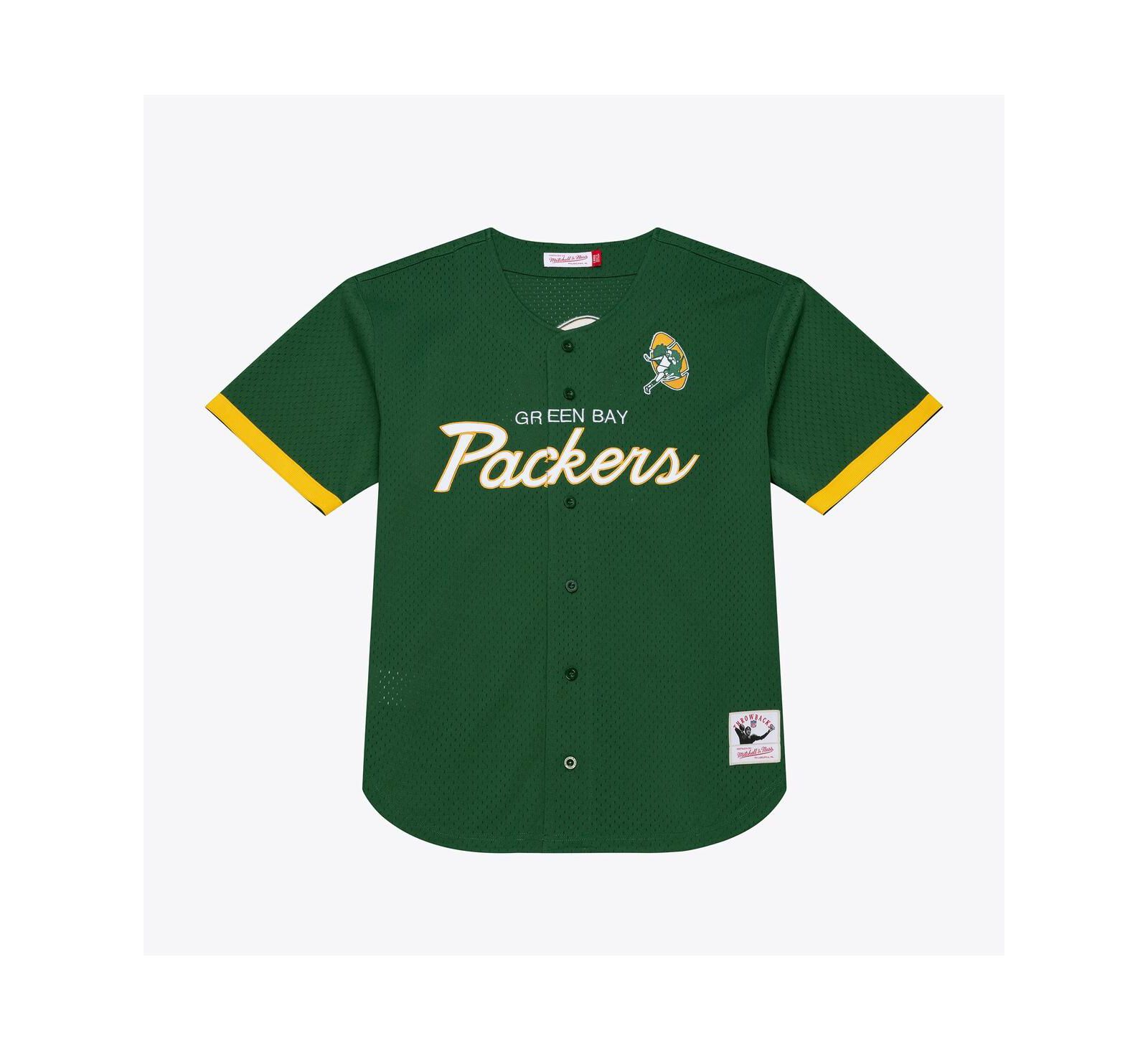 Мужская сетчатая спортивная джерси Mitchell & Ness Green Bay Packers Green Head Coach Full-Button Fashion