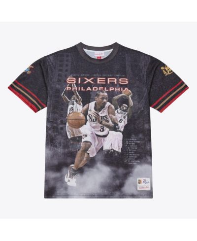 Мужская футболка Mitchell & Ness Black Philadelphia 76ers Hardwood Classics 2000-2001 Team Roster