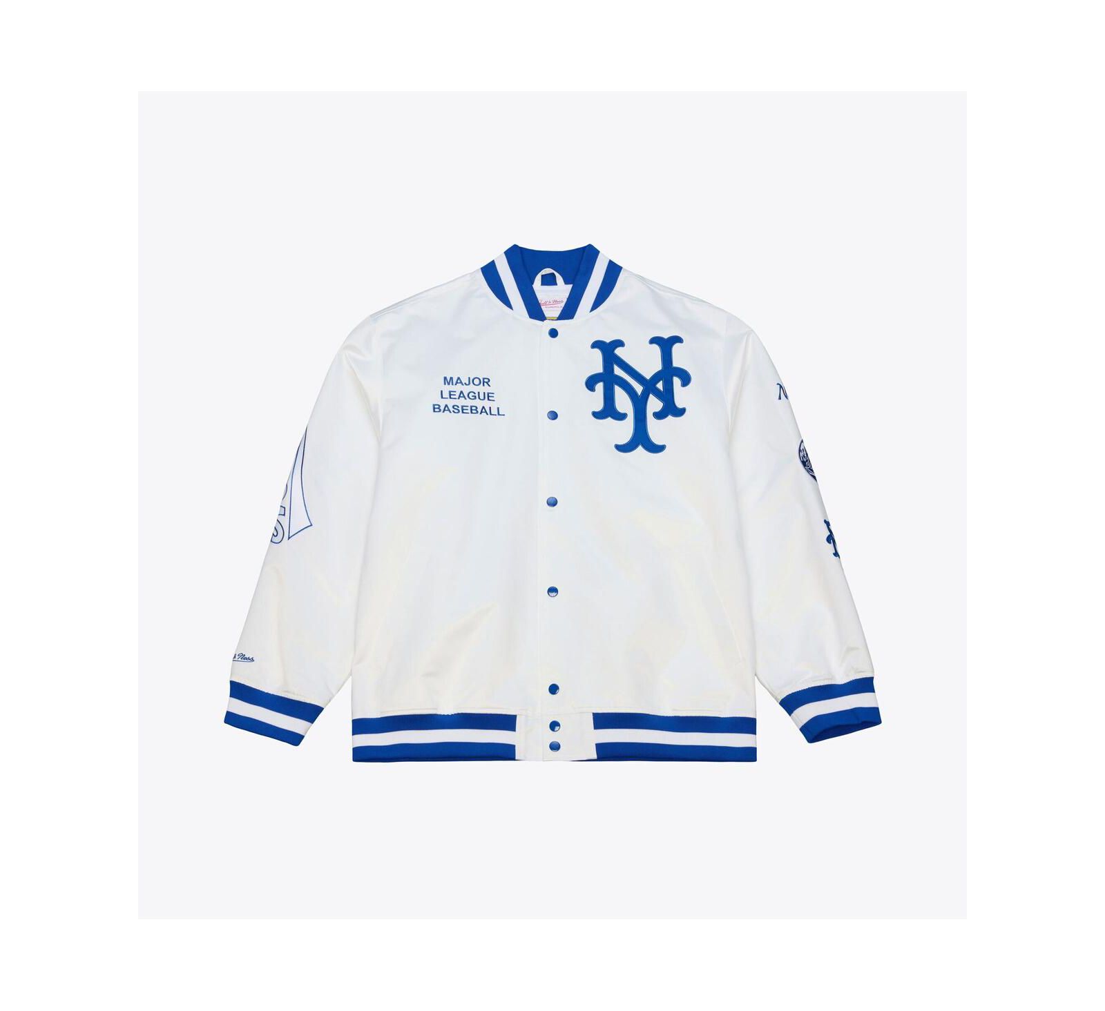 Mitchell & Ness Men's White New York Mets Cooperstown Collection Arctic Lightweight Satin Full-Snap Jacket