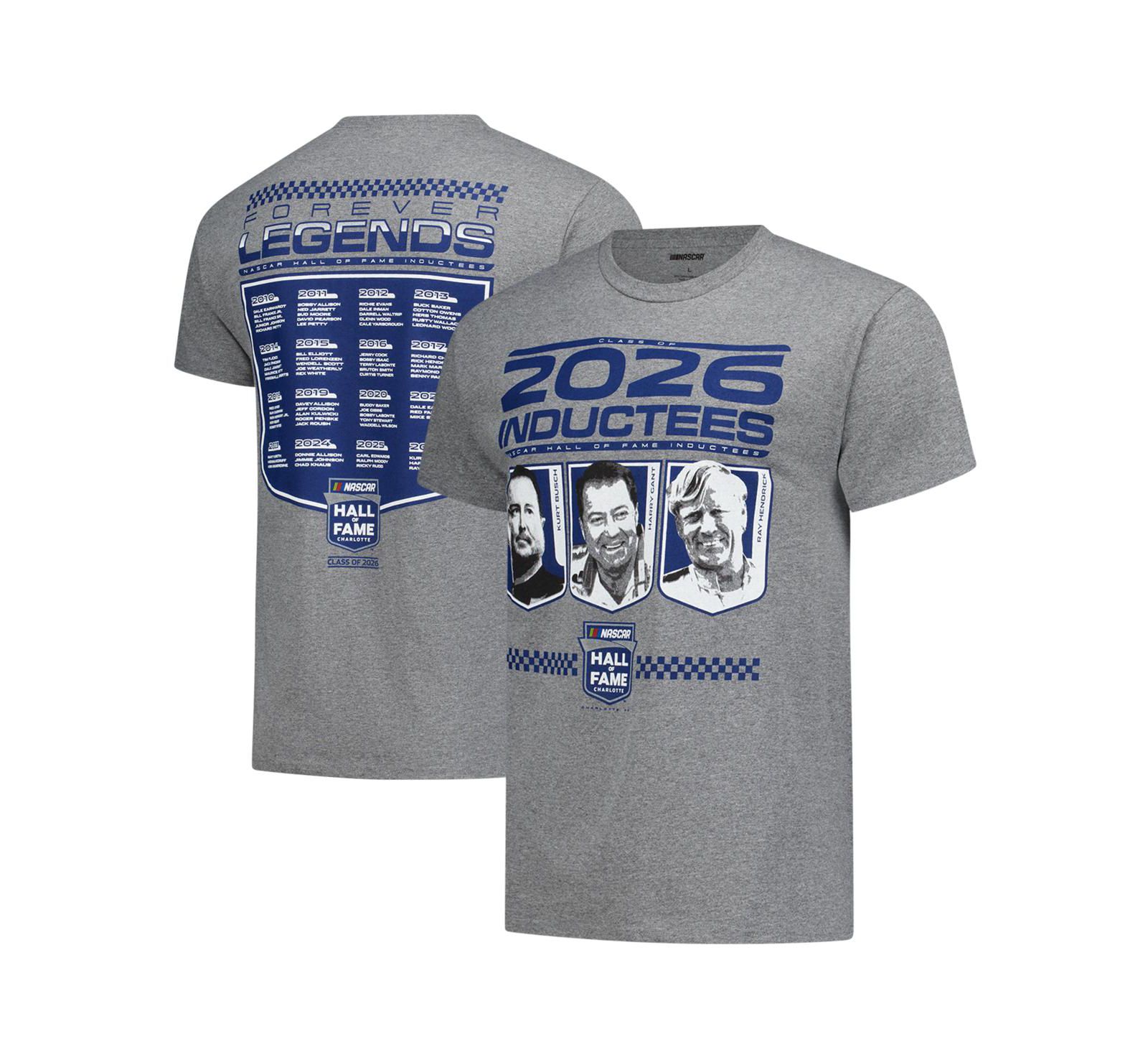 Checkered Flag Sports Мужская футболка NASCAR 2-Spot 2026 Hall of Fame Class Heather Charcoal