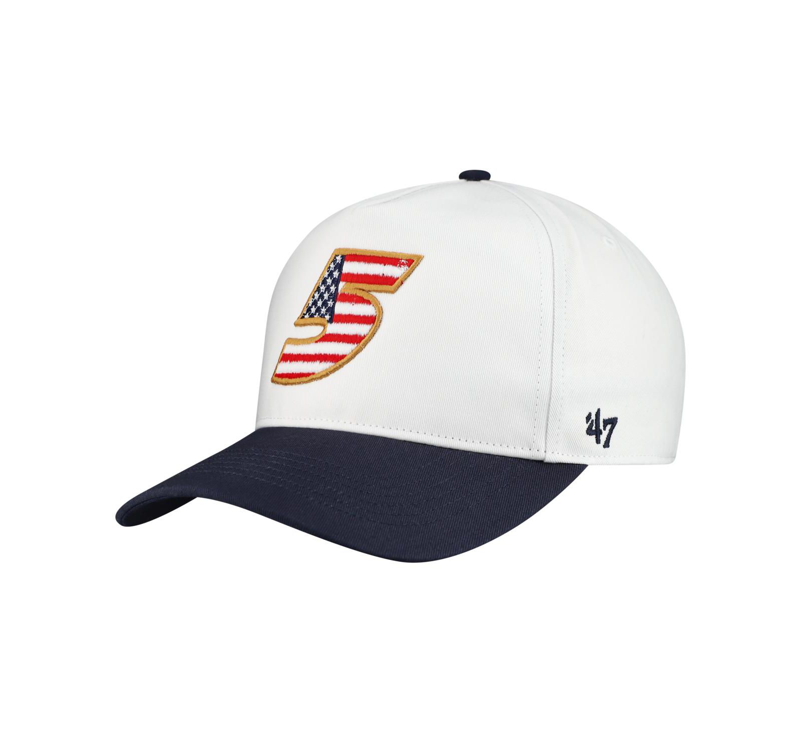 '47 Brand Men's White Kyle Larson Flag Fill Two-Tone Team Adjustable Hitch Hat