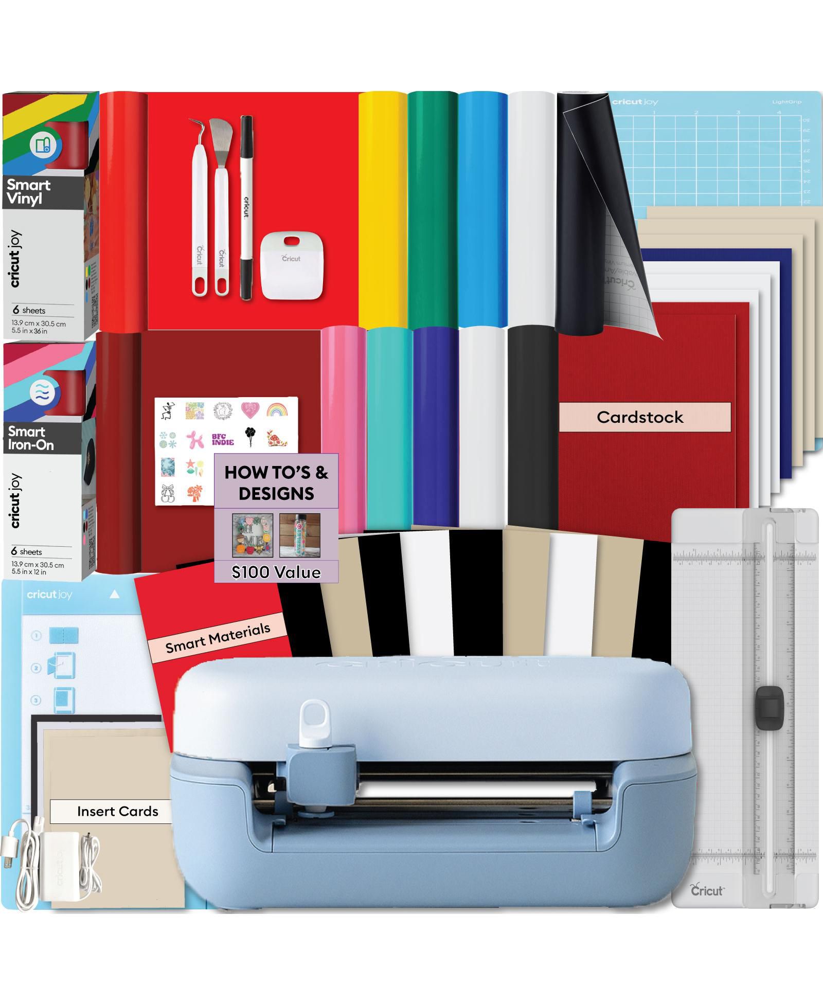 Cricut Joy 2 Rainbow Essential Bundle - Compact Smart Cutting Machine with Smart Vinyl, Smart Iron On, Cardstock, Insert Cards and Printable Vinyl
