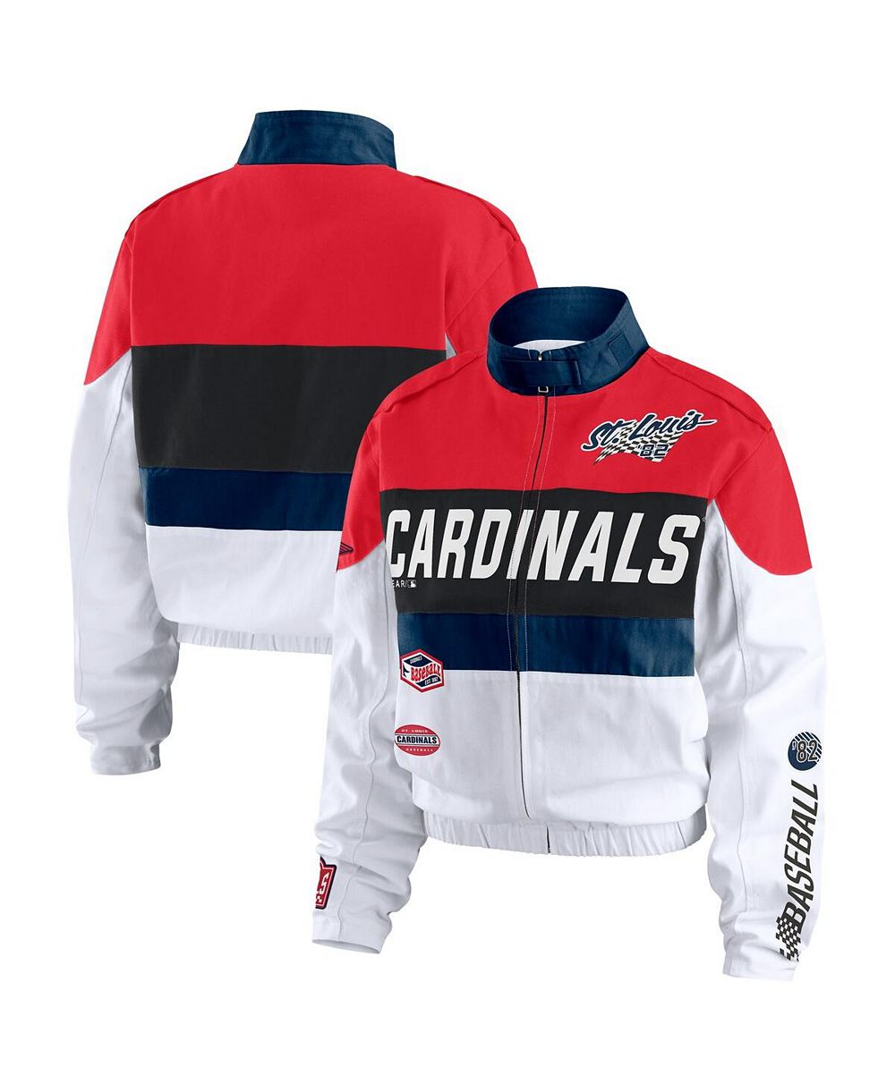 WEAR by Erin Andrews Women's Red/White St. Louis Cardinals Racing Full-Zip Jacket