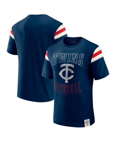 Darius Rucker Collection by Fanatics Men's Navy Minnesota Twins Distressed Sleeve Stripe T-Shirt