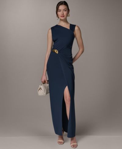 Donna Karan New York Women's Maxi Sleeveless Hardware Detail Dress