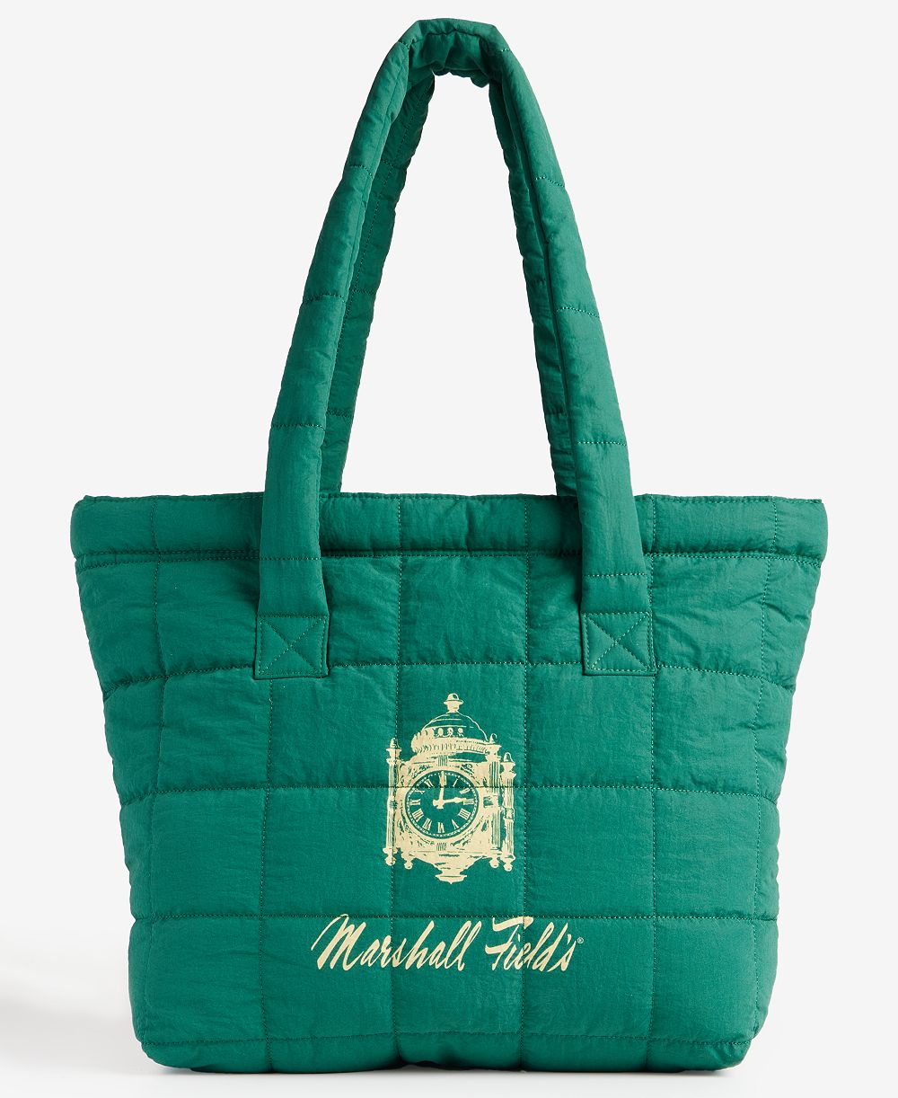 Marshall Fields Quilted Logo Puffer Tote Bag