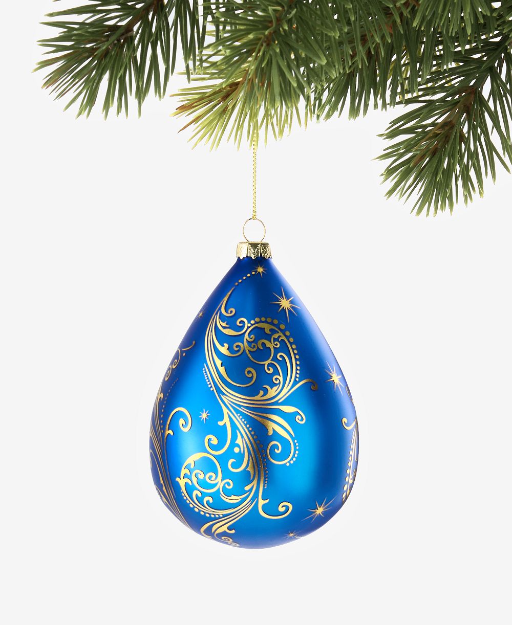 Holiday Lane Celestial Gems Oval Shape Ball With Streak Design Ornament, Macy's Exclusive