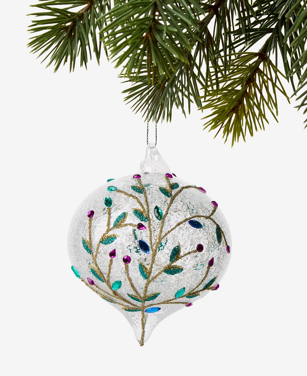 Holiday Lane Peacock Leaf Pattern Onion Ornament, Macy's Exclusive