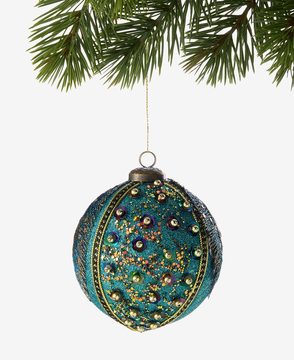Holiday Lane Peacock Embellished Ball Ornament, Macy's Exclusive
