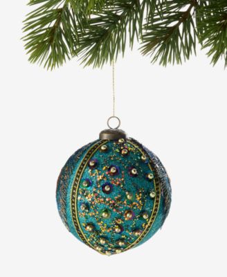 Holiday Lane Peacock Embellished Ball Ornament, Macy's Exclusive