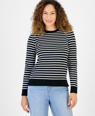 Style & Co Petite Simple Stripe Crewneck Pullover Sweater, Macy's Exclusive