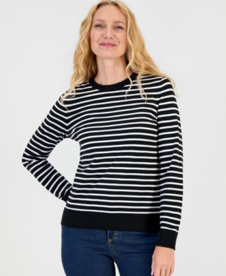 Style & Co Women's Stripe Long-Sleeve Crewneck Sweater, Macy's Exclusive