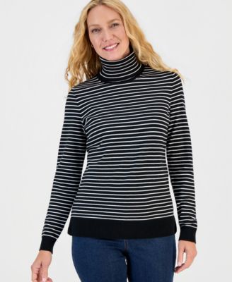 Style & Co Women's Stripe Long-Sleeve Turtleneck Sweater, Macy's Exclusive