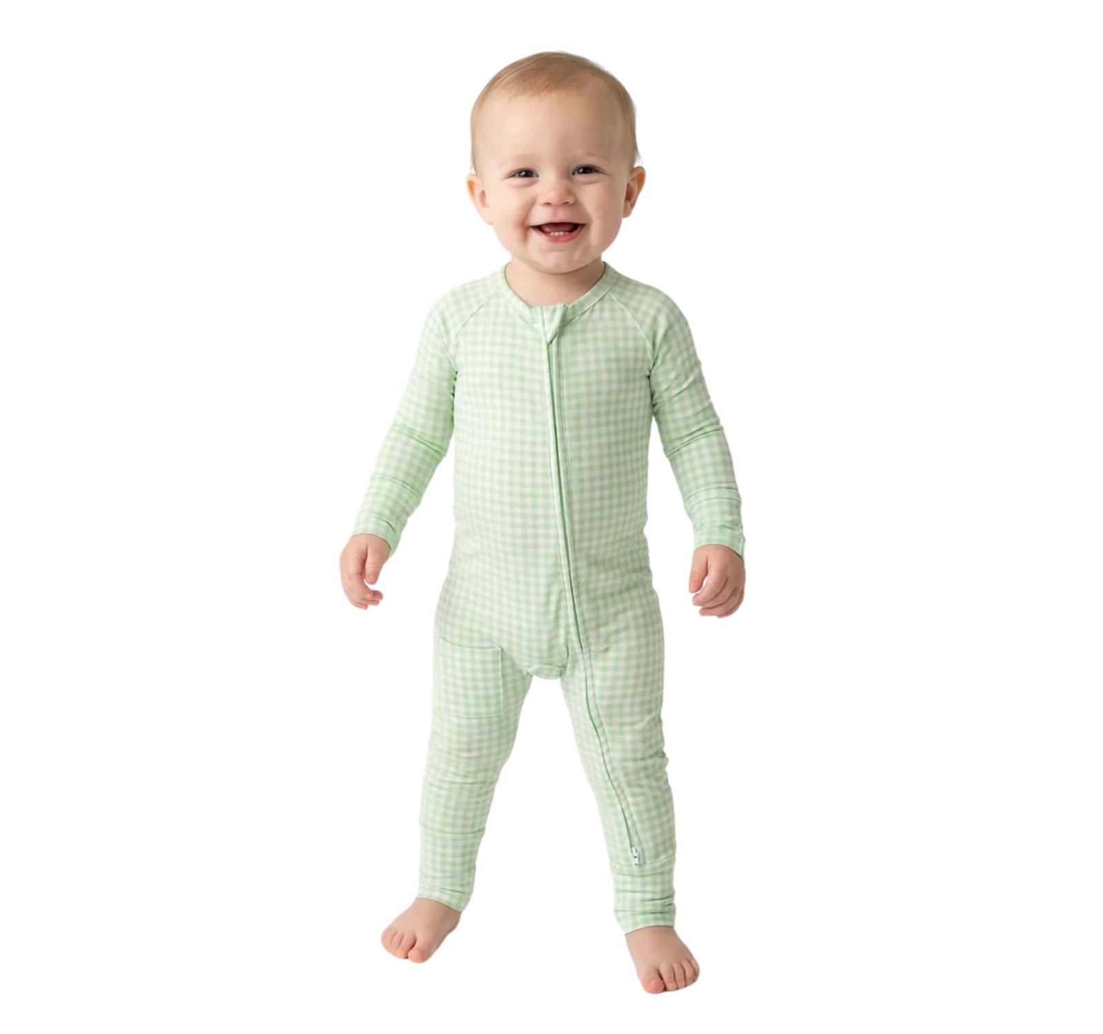 Motette Baby Boy's Pistachio Gingham Bamboo Sleeper