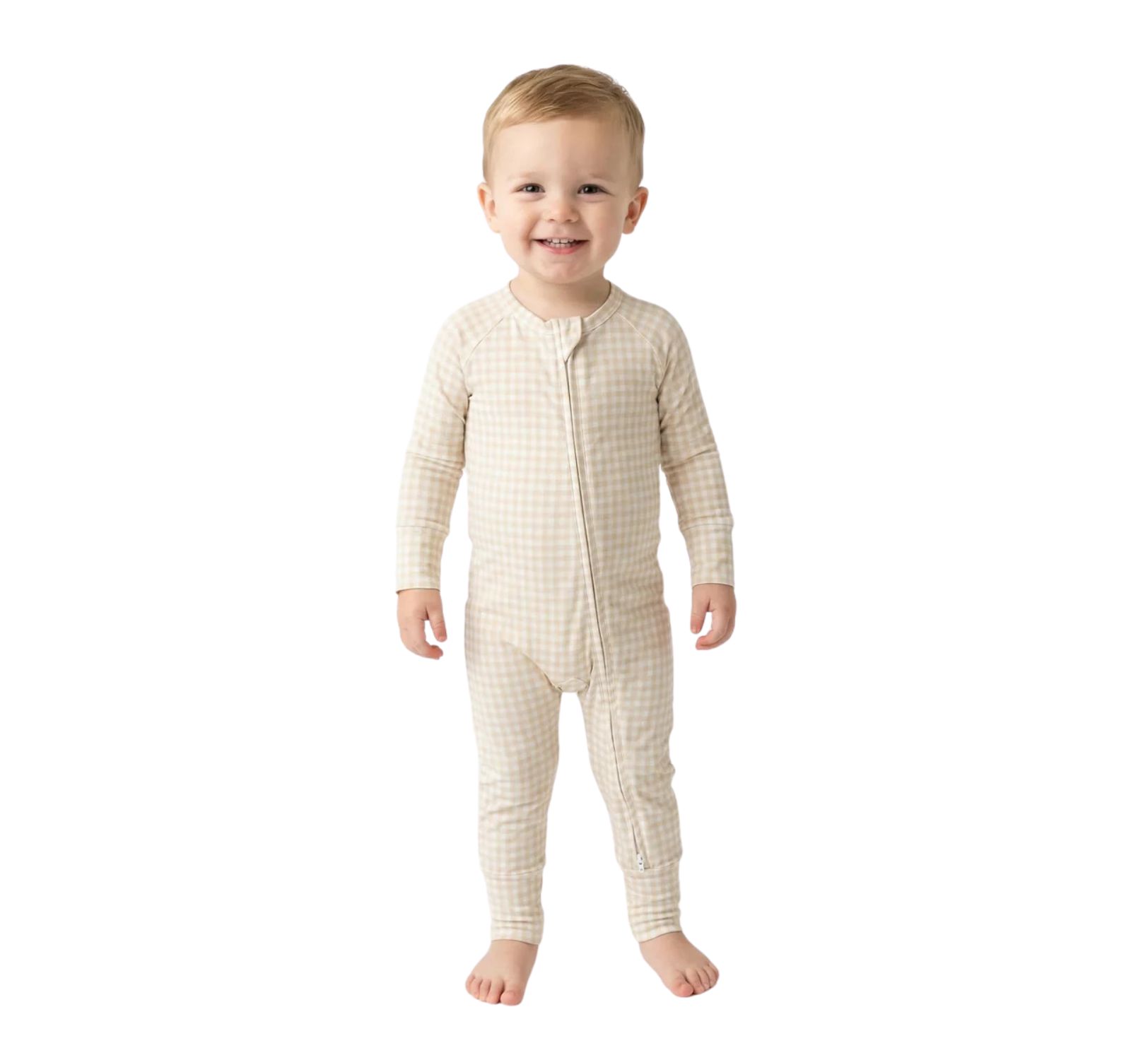 Motette Baby Boys Sandstone Gingham Bamboo Sleeper