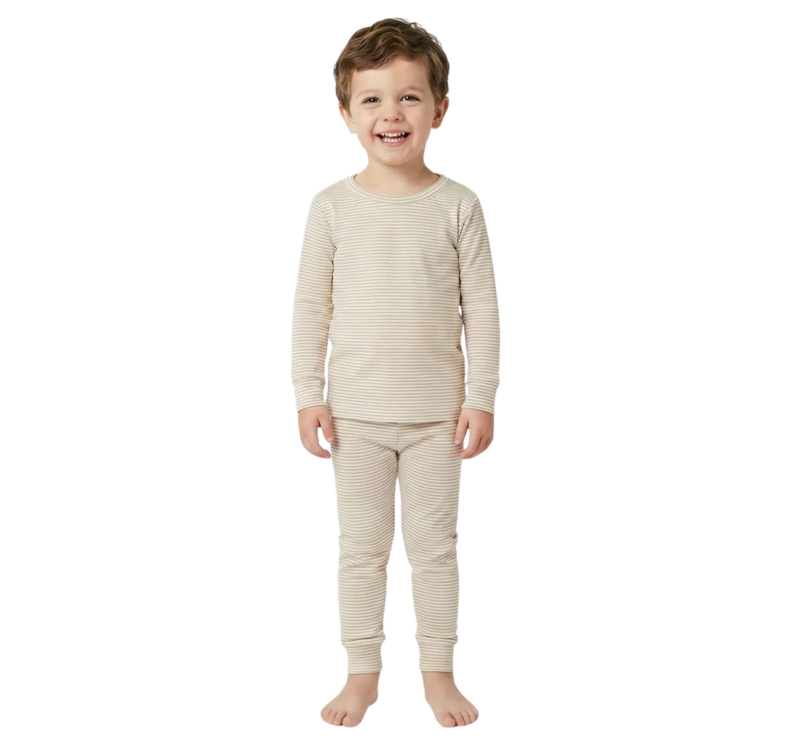 Motette Toddler ( 2T - 10) Oatmeal Stripe Bamboo Pajama Set