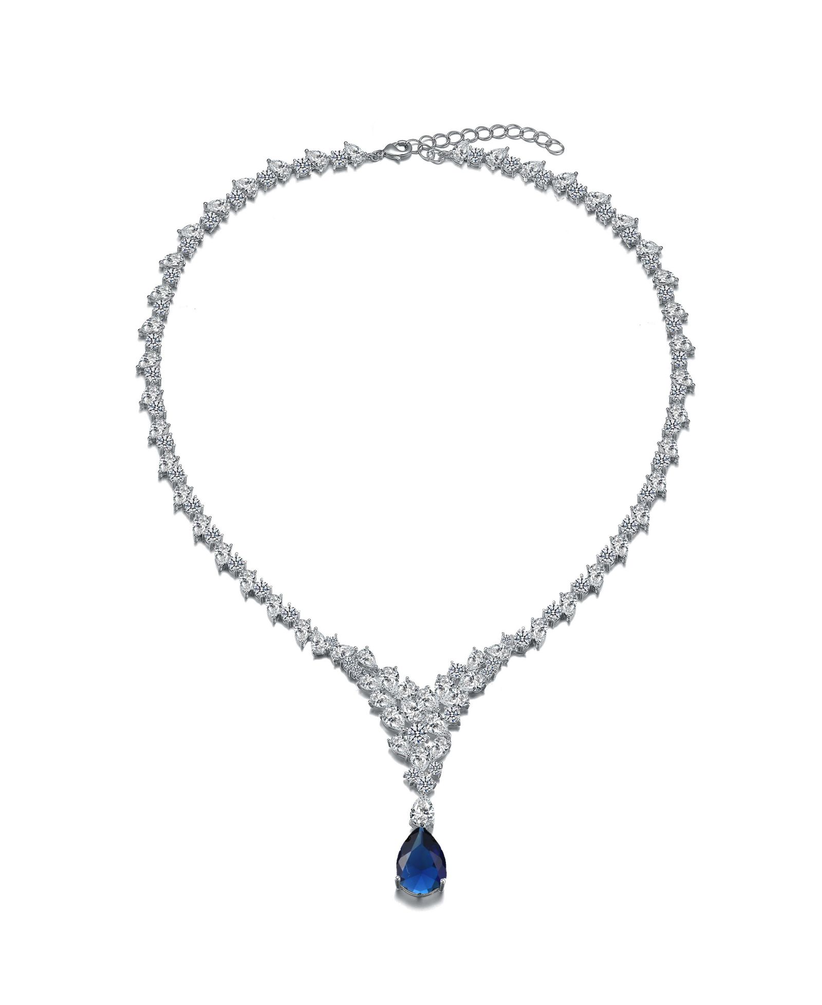 Rachel Glauber Dazzling White Gold Plated Statement Cluster Y-Necklace