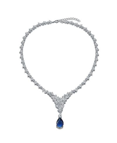 Rachel Glauber Dazzling White Gold Plated Statement Cluster Y-Necklace