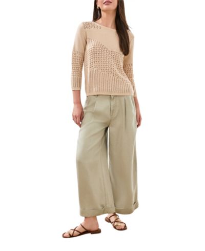 TRIBAL Женский свитер с текстурой eyelet и рукавом 3/4