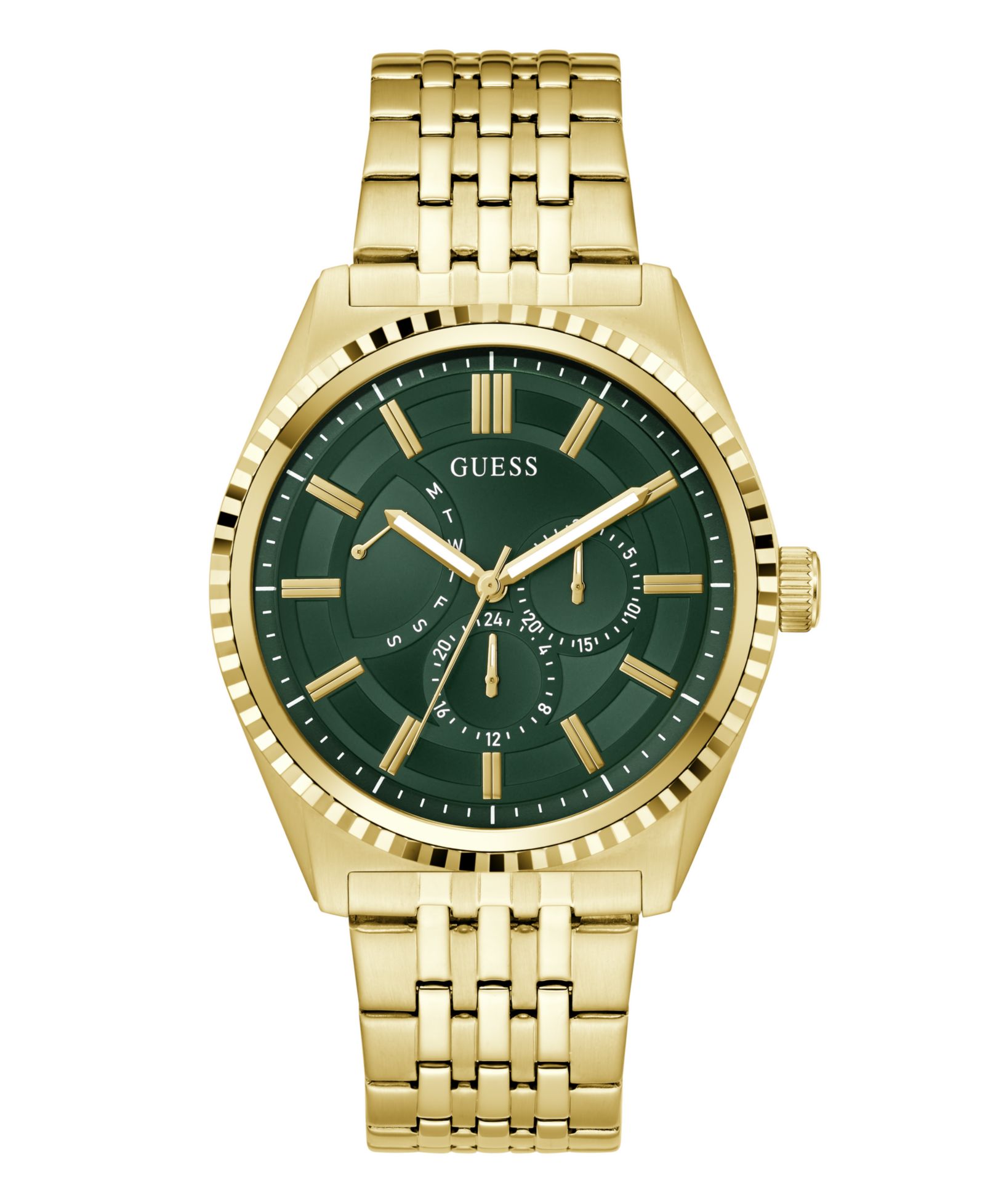 GUESS Men's Gold-Tone Stainless Steel Multi-Function Watch, 44mm