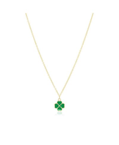 The Lovery Malachite Lucky Clover Necklace 14K Gold