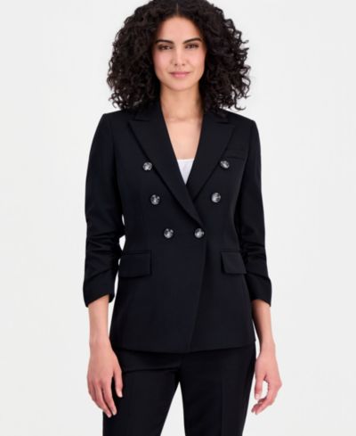 Женский блейзер Tahari ASL Ruched-Sleeve Double-Breasted