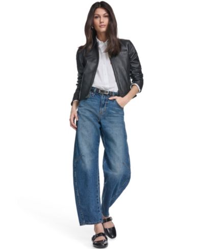 Levi's Женская кожаная куртка с отложным воротником