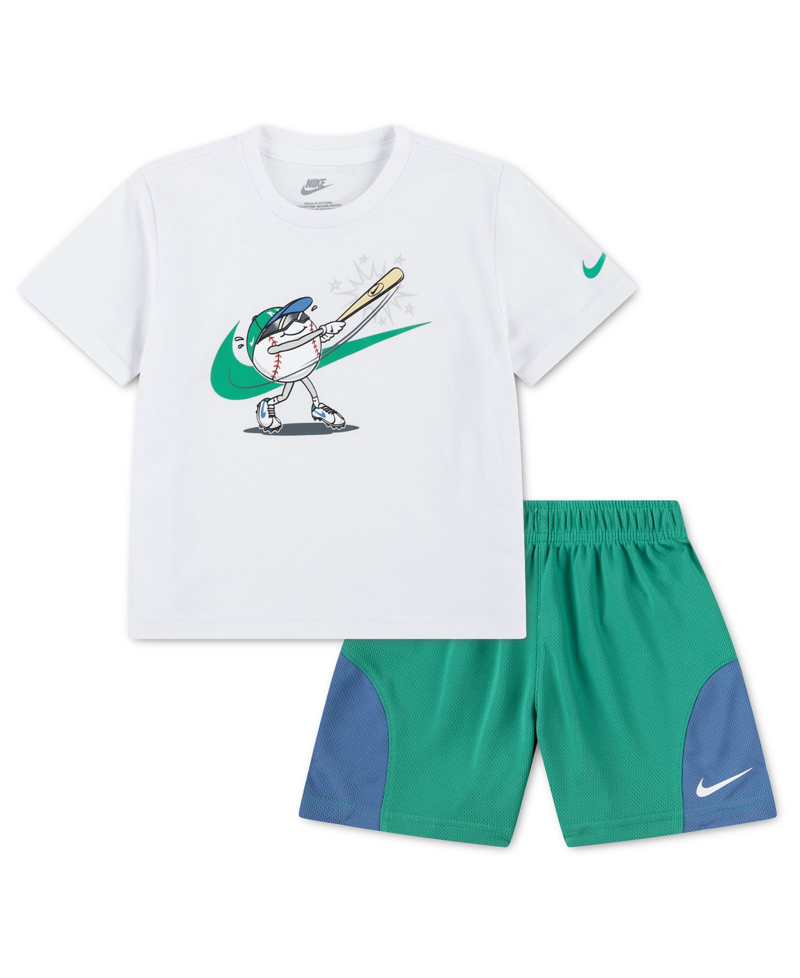 Nike Детский комплект из футболки с принтом Baseball и шорт Mesh, 2-Piece Set