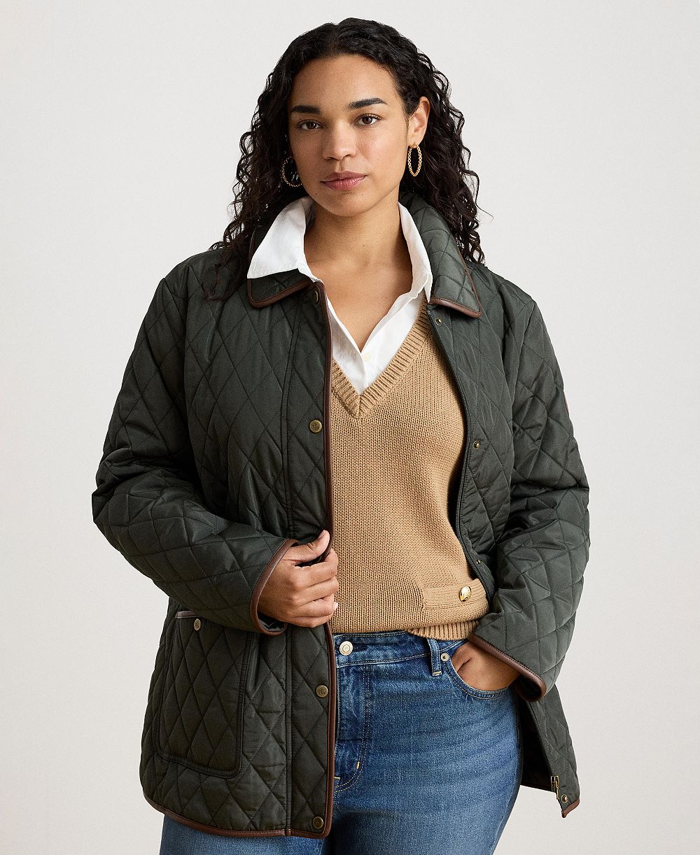 Lauren Ralph Lauren Plus Size Diamond-Quilted Lined Coat, Created for Macy's