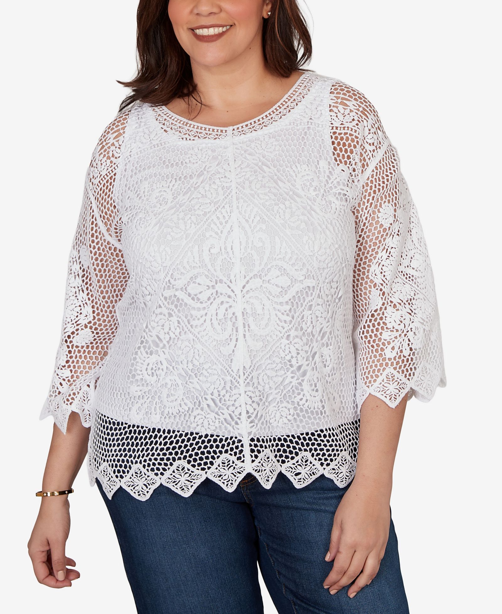 Женский топ Plus Size Ruby Rd. с кружевом и отделкой Medallion