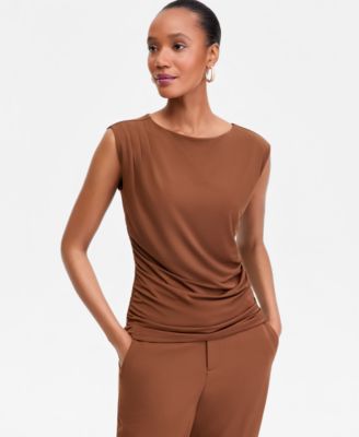 Женский трикотажный топ I.N.C. International Concepts Sleeveless Ruched Boatneck