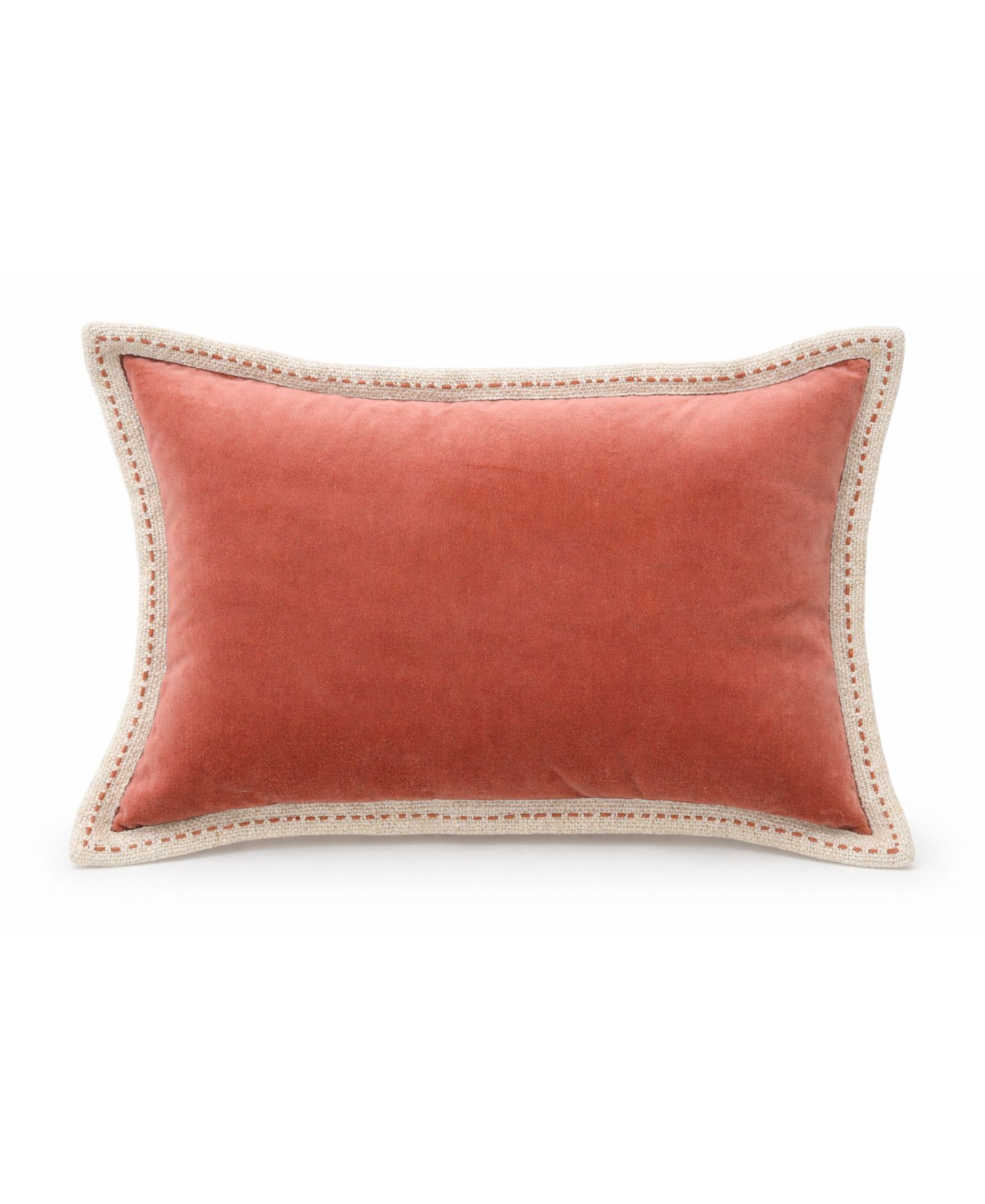 Vibhsa Solid Velvet Pick-Stitch Lumbar Decorative Pillow, 14" x 20"