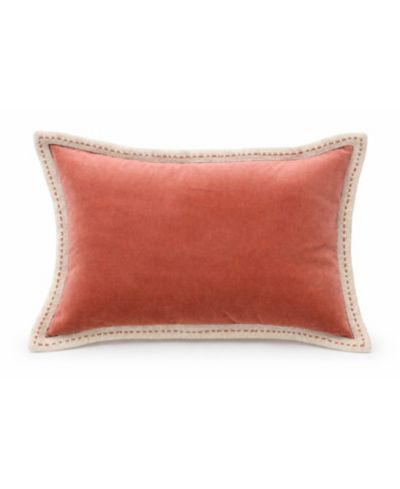 Vibhsa Solid Velvet Pick-Stitch Lumbar Decorative Pillow, 14" x 20"