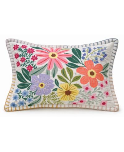 Декоративная поясничная подушка Vibhsa Backyard Garden Floral Embroidered, 14" x 20"