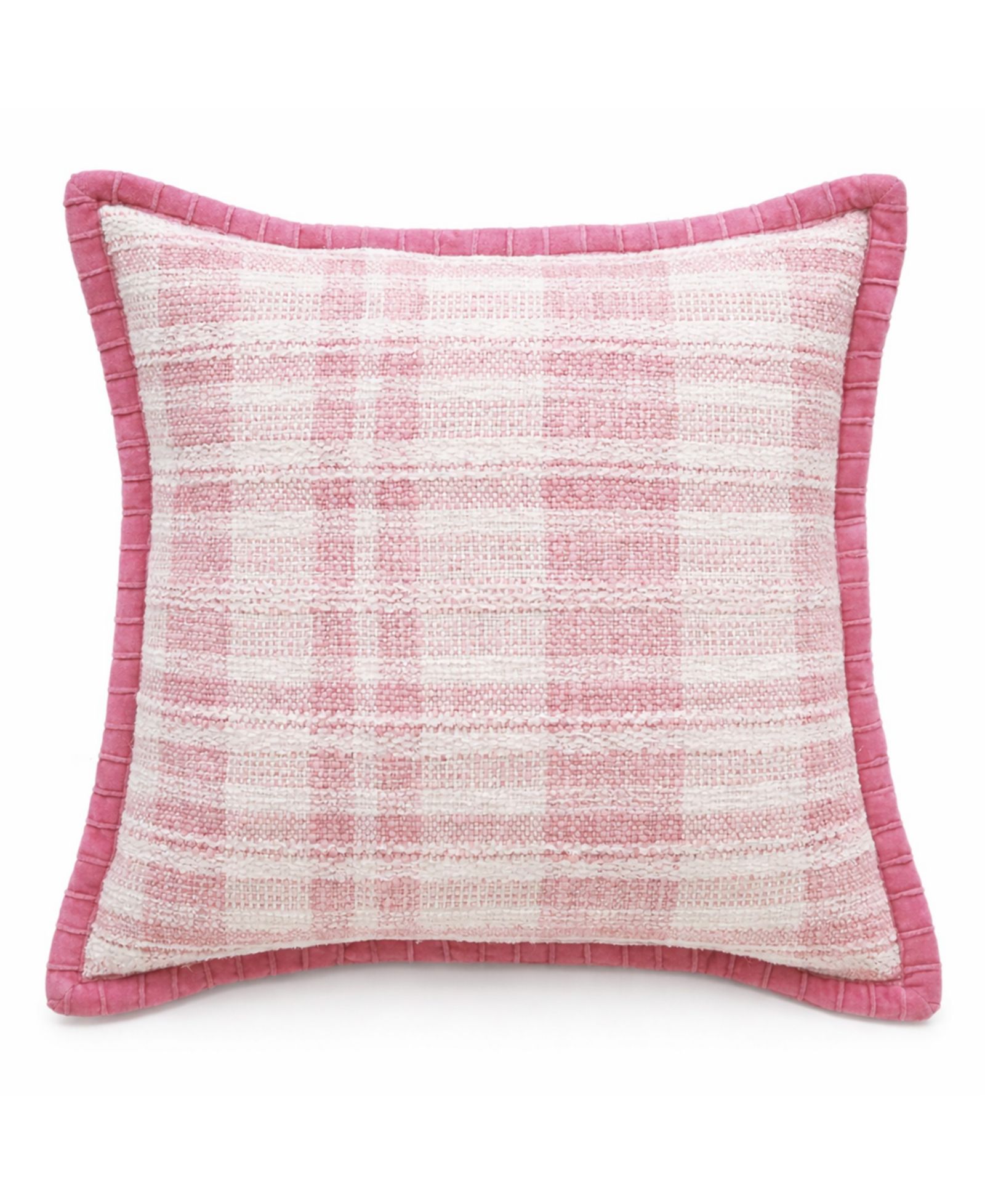 Vibhsa Soft Plaid Blue Textured Velvet Flange Decorative Pillow, 20" x 20"