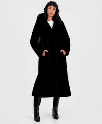 Женское длинное пальто Jones New York с капюшоном и искусственным мехом