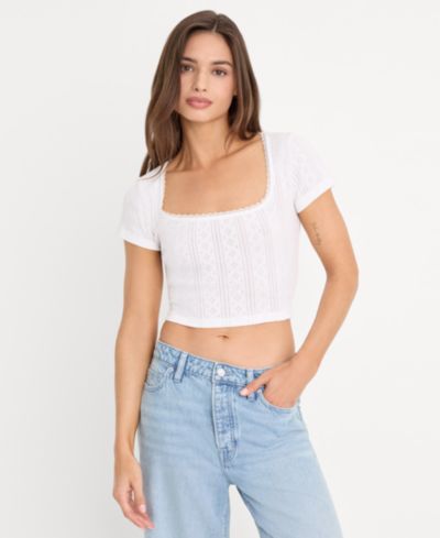 Good American Женский кроп-топ Pointelle Square Neck