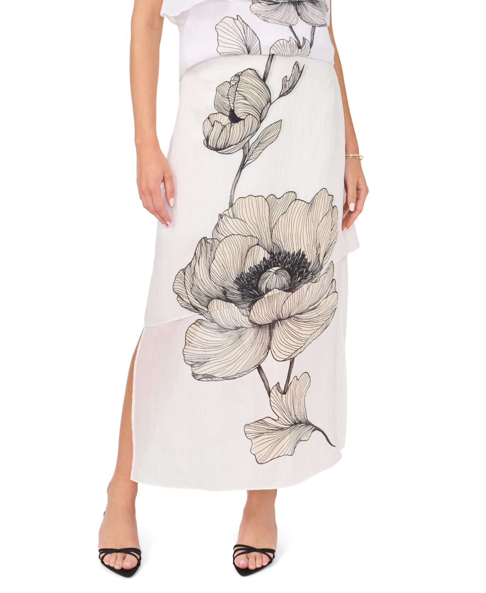 Женская юбка миди Vince Camuto Printed Layered Maxi