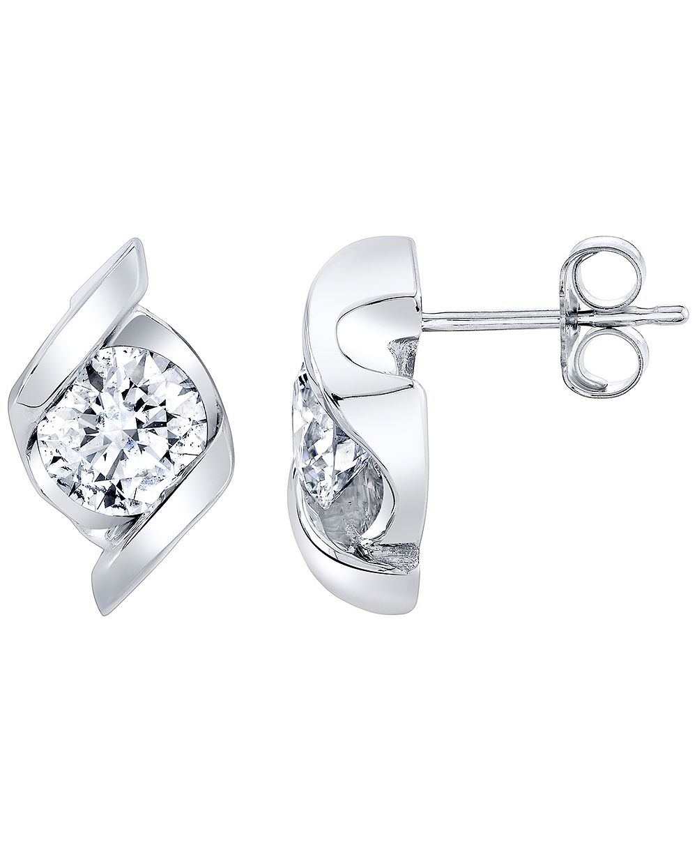 Macy's Certified Lab Grown Diamond Stud Earrings (1-1/2 ct. t.w.) in 14k White or Yellow Gold