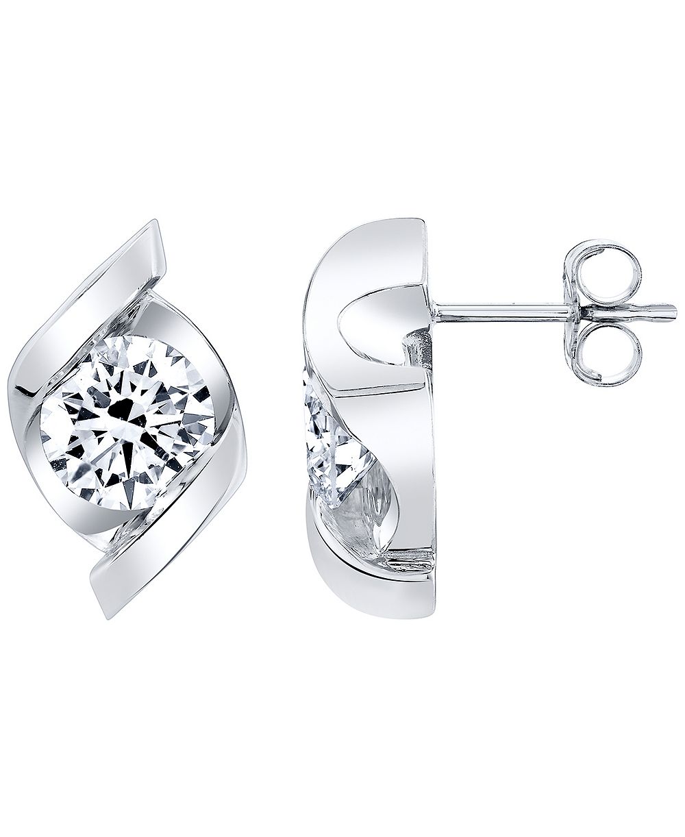 Macy's Certified Lab Grown Diamond Stud Earrings (2 ct. t.w.) in 14k White or Yellow Gold