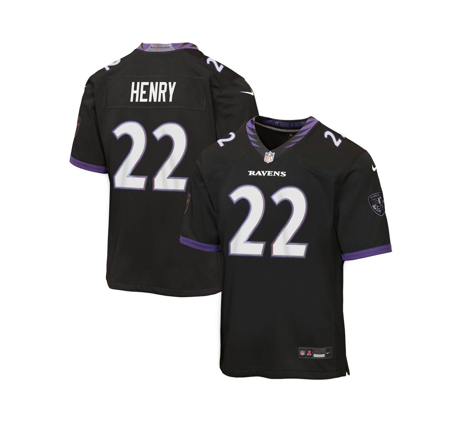 Nike Derrick Henry Black Baltimore Ravens Alternate Game Jersey для мальчиков и девочек
