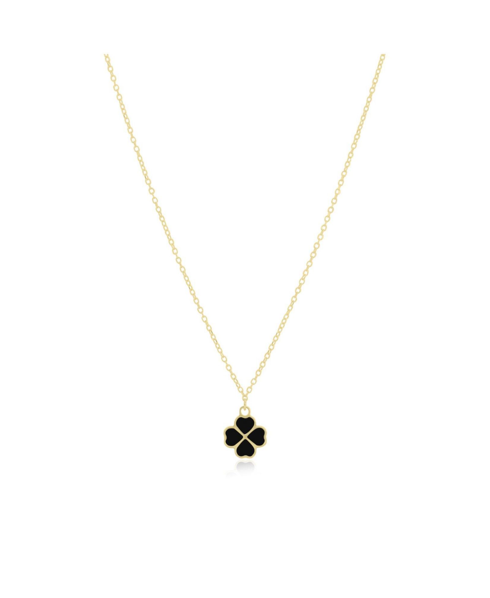 Ожерелье The Lovery Onyx Lucky Clover, 14K Gold